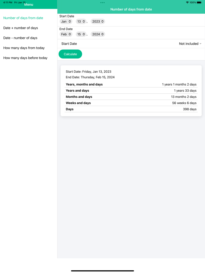 Number of Days Calculator