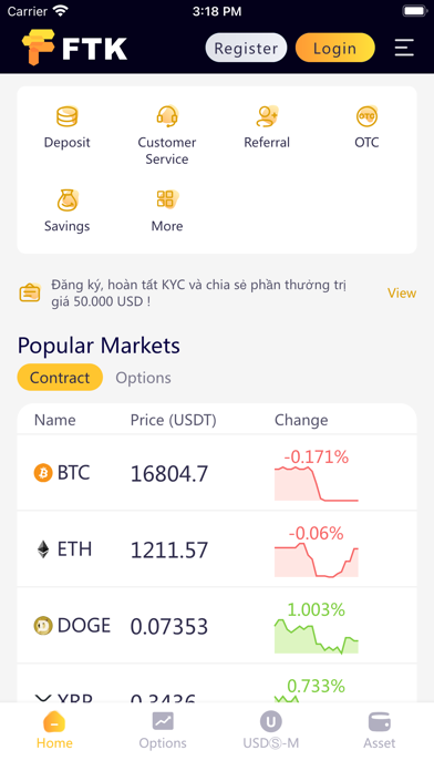 FTK - Bitcoin & ETH Exchange Screenshot