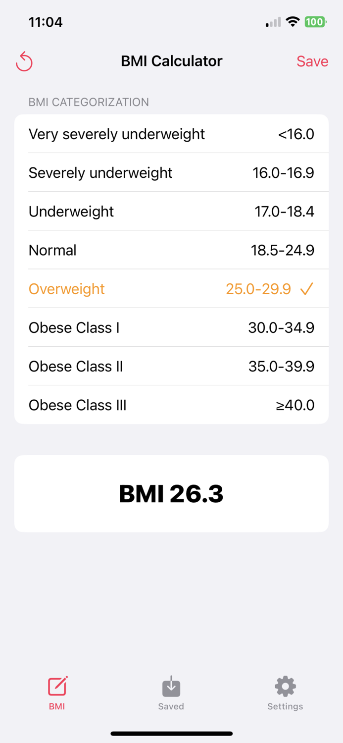 BMI Simple Tracker