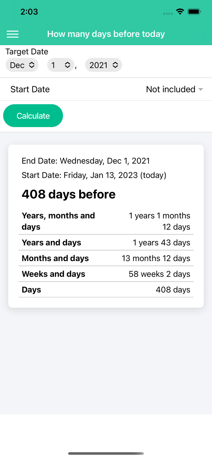 Number of Days Calculator