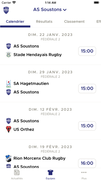 AS Soustons Rugby Screenshot