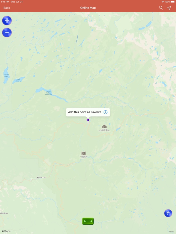 Yosemite National Park Map, CA