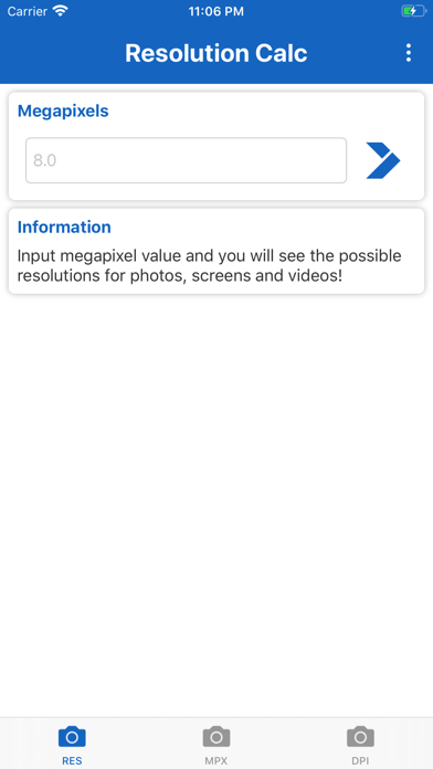 Megapixel Calculator Screenshot