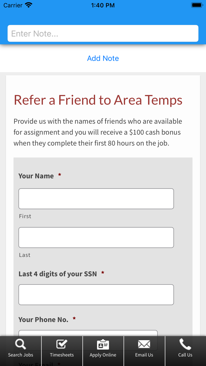 Area Temps Staffing Service