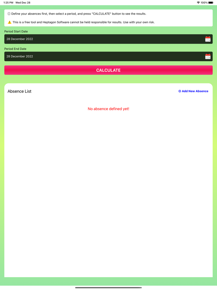 Absence Calculator