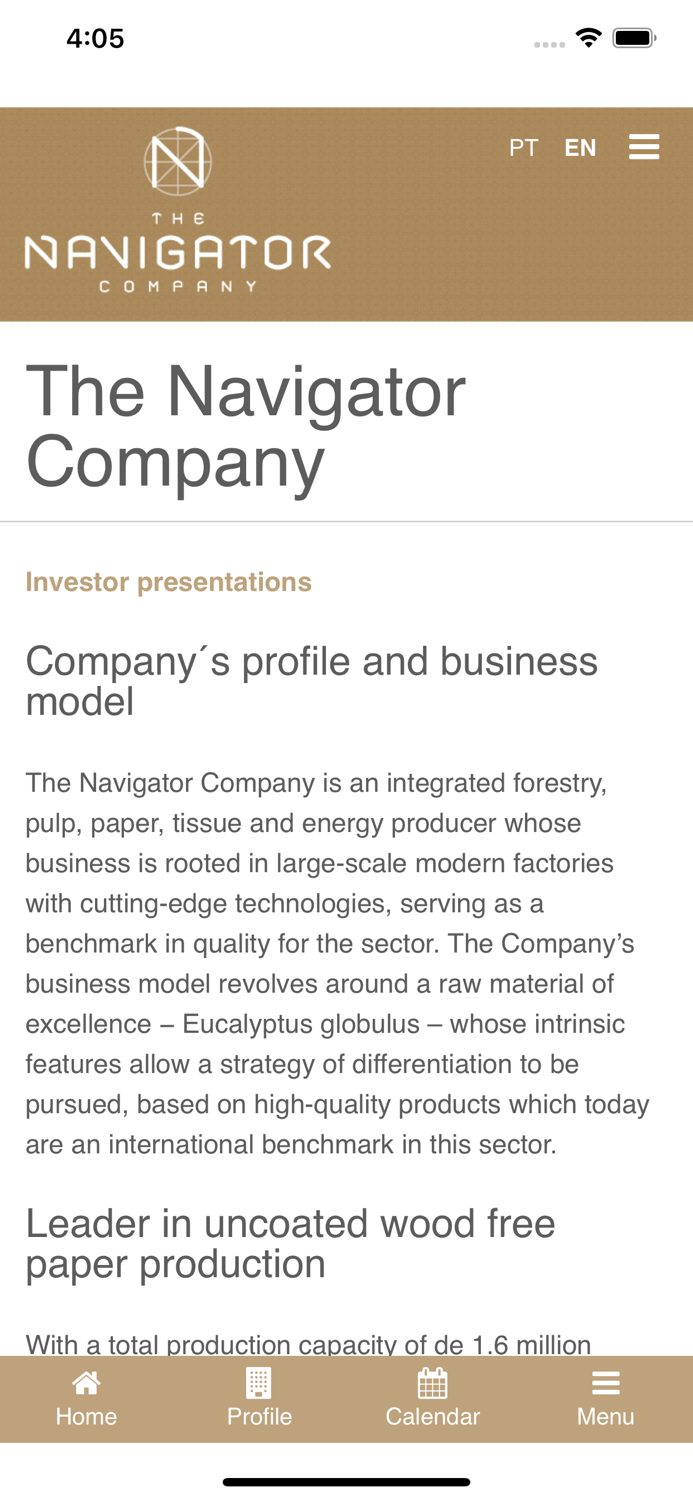 The Navigator Company IR App
