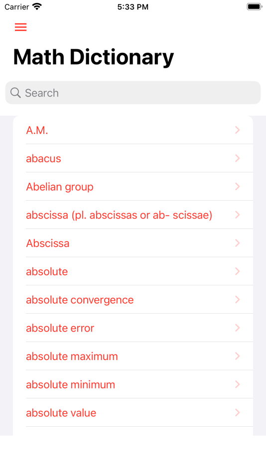 #2. Math Dictionary Offline (iOS) Podle: Andrew Putranto