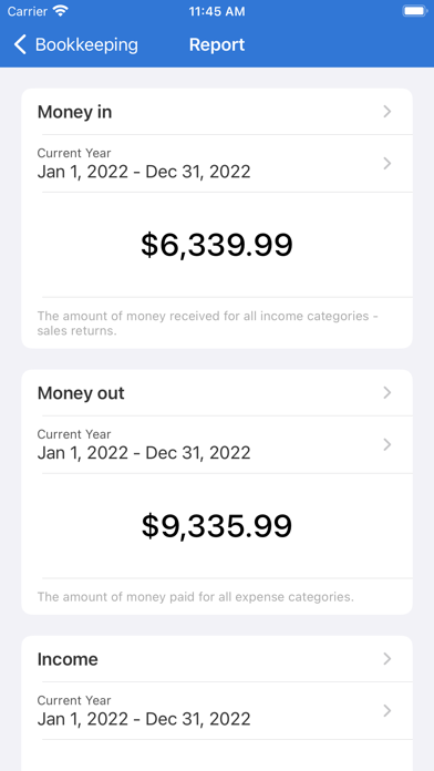 Bookkeeping App Screenshot