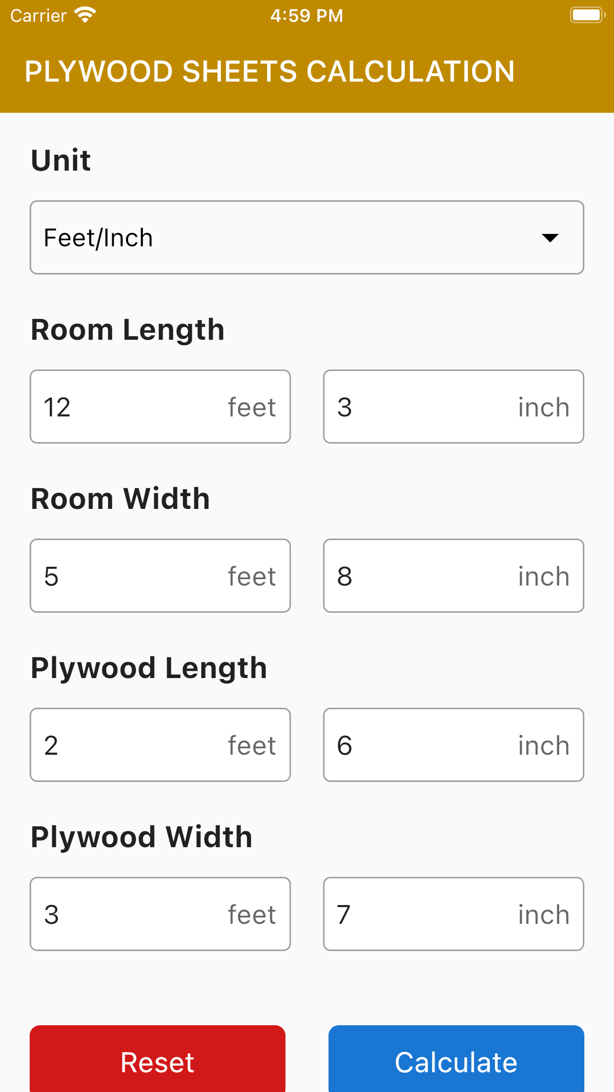Plywood Sheets Calculator