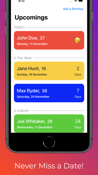 Birthdae - Birthday Reminder Screenshot