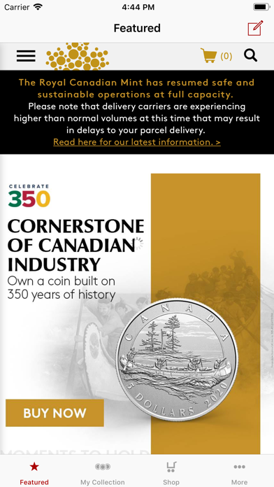 Royal Canadian Mint Screenshot