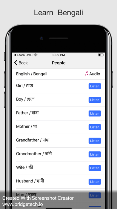 Learn Bengali Language Bangla Screenshot