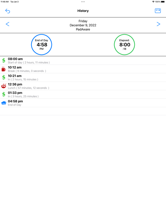 PadAware™ Time Clock iPad screenshot 4 - Productivity app