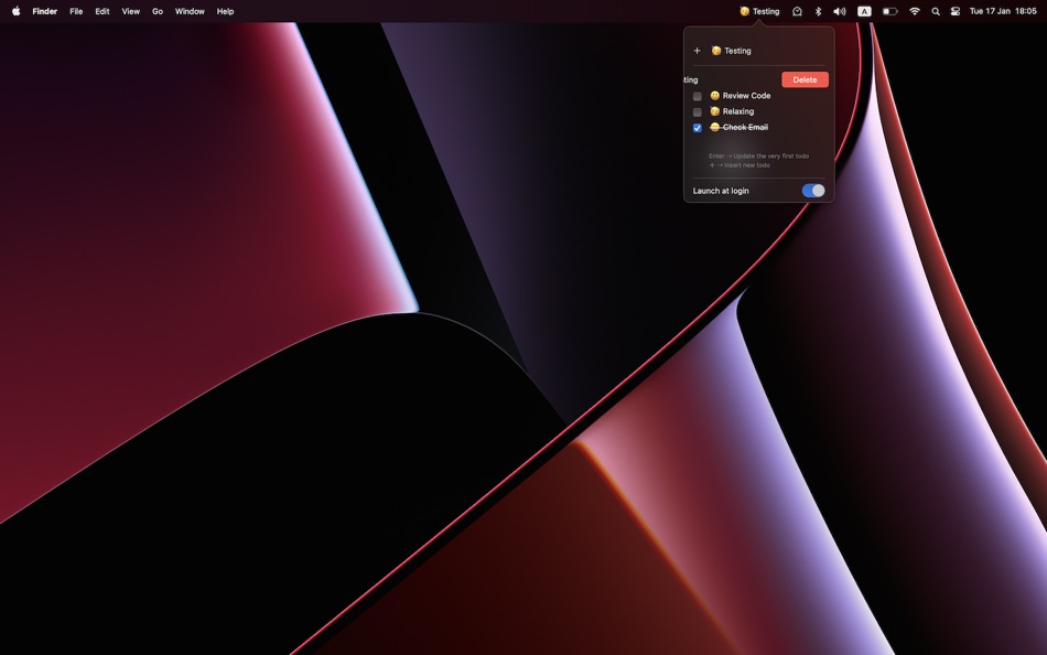 #1. Status bar to-do list (macOS) 由: Tien Nguyen
