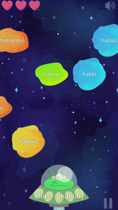 Spanish Verbs Galaxy Game Screenshot