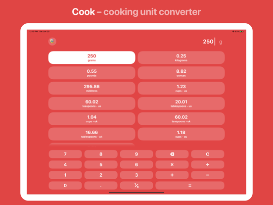 Cook - unit converter iPad screenshot 1 - Utilities app