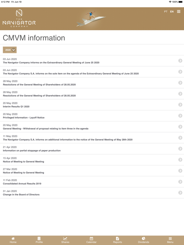 The Navigator Company IR App