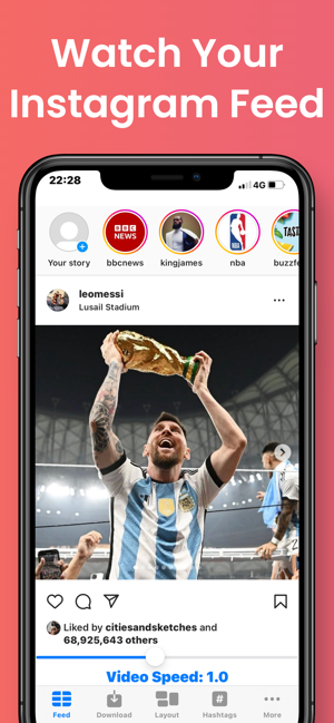 Screenshot der WatchApp für Instagram-App