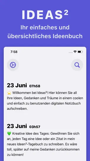 Screenshot von Ihr Ideas²-Notizbuch -Tagebuch auf dem iPhone 1