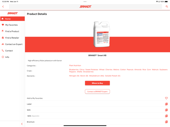 BRANDT Ag Product Finder iPad screenshot 4 - Business app