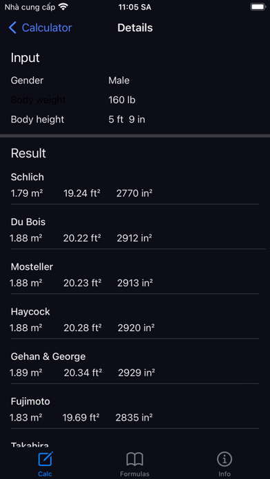 BSA Calculator: Weight, Height Screenshot