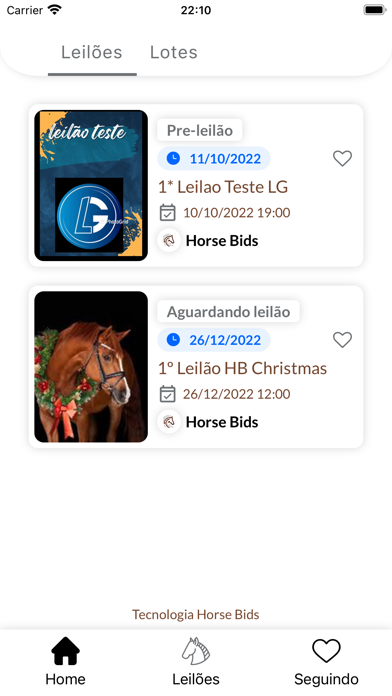 Horse Bids Screenshot