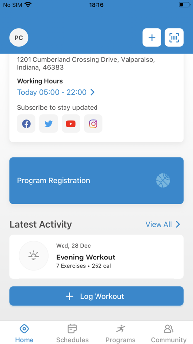 Valparaiso Family YMCA. Screenshot