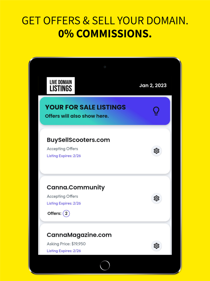 Live Domain Listings