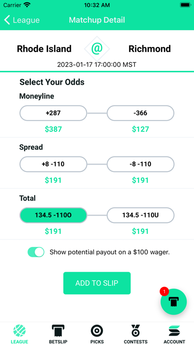 Sportsbook Betting App Screenshot