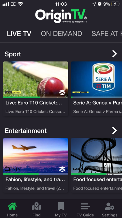 Screenshot #1 pour Origin TV. Powered by NetgemTV
