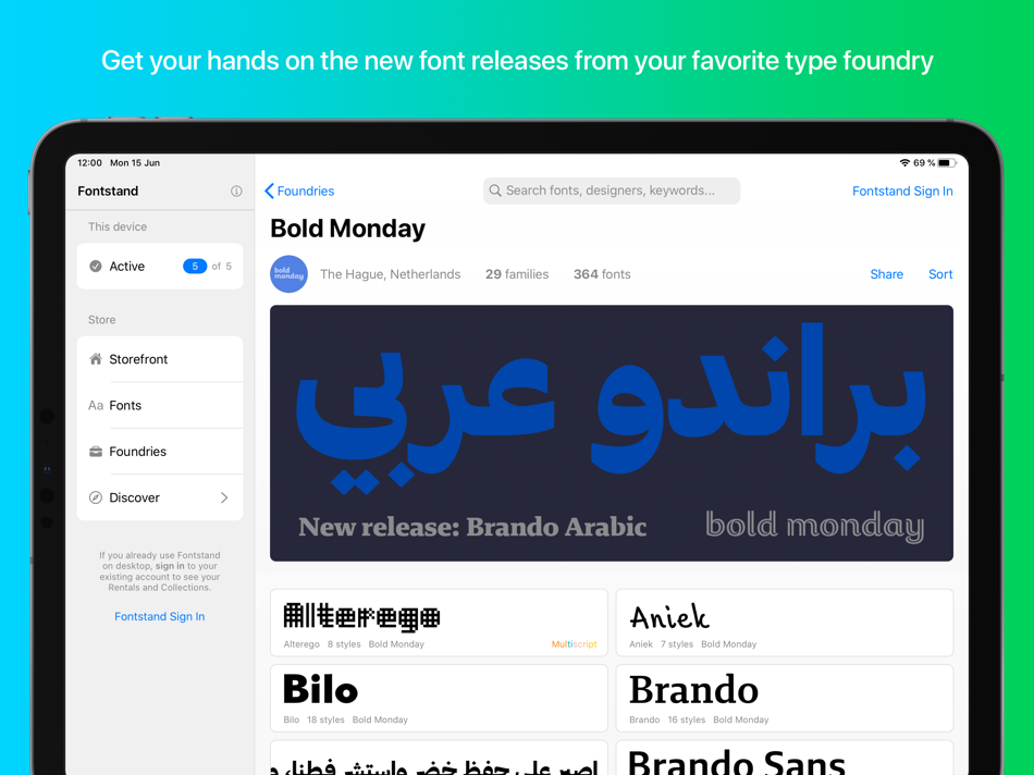#6. Fontstand for iPad (iOS) Podle: Fontstand BV