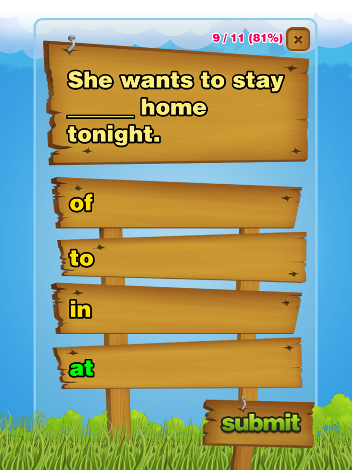 Prepositions Grammar Quiz Lite