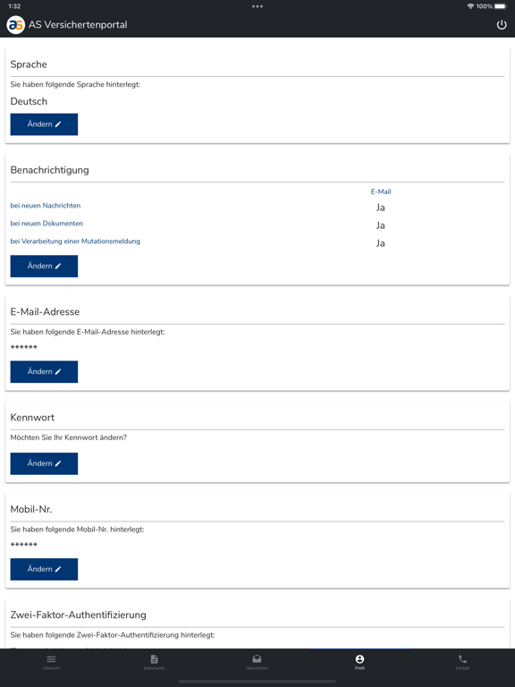 AS Insurance portal iPad screenshot