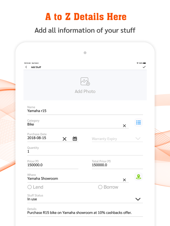 My Stuff Personal Organizer iPad screenshot 5 - Utilities app