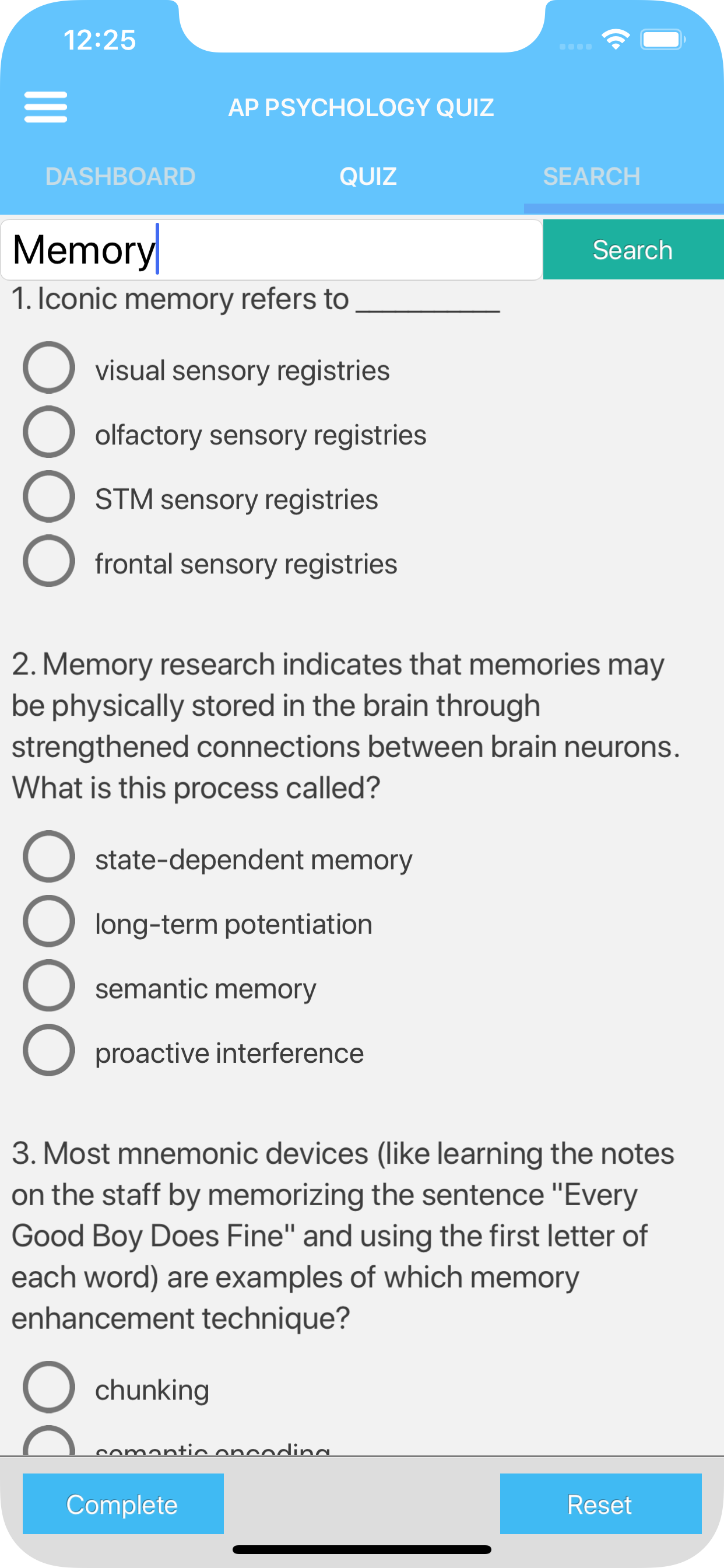 AP Psychology Quizzes