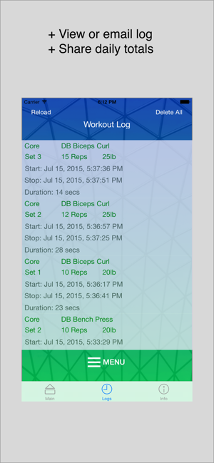 ‎WorkoutTracker - Custom Log Screenshot