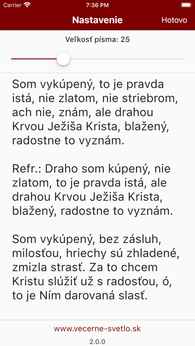 Piesne chvály Screenshot