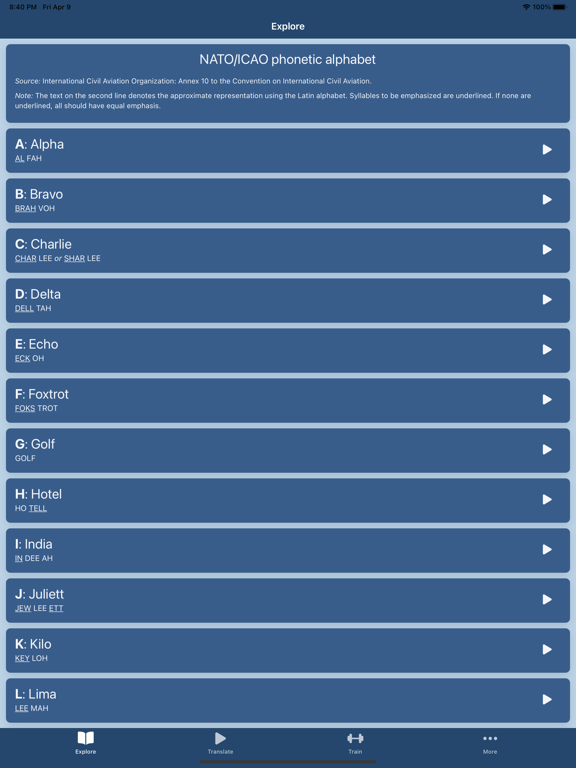 Screenshot #4 pour Learn NATO Phonetic Alphabet
