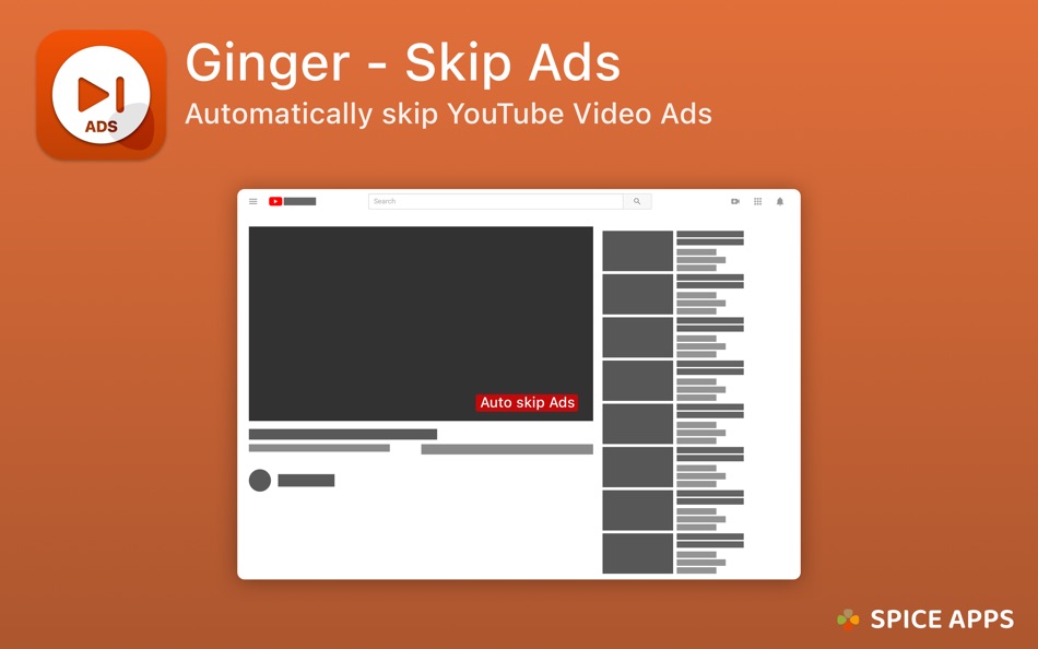 Ginger - Skip Ads for YouTube (macOS) 由: Nao Sreymey Ginger - Skip Ads for YouTube (macOS) 由: Nao Sreymey