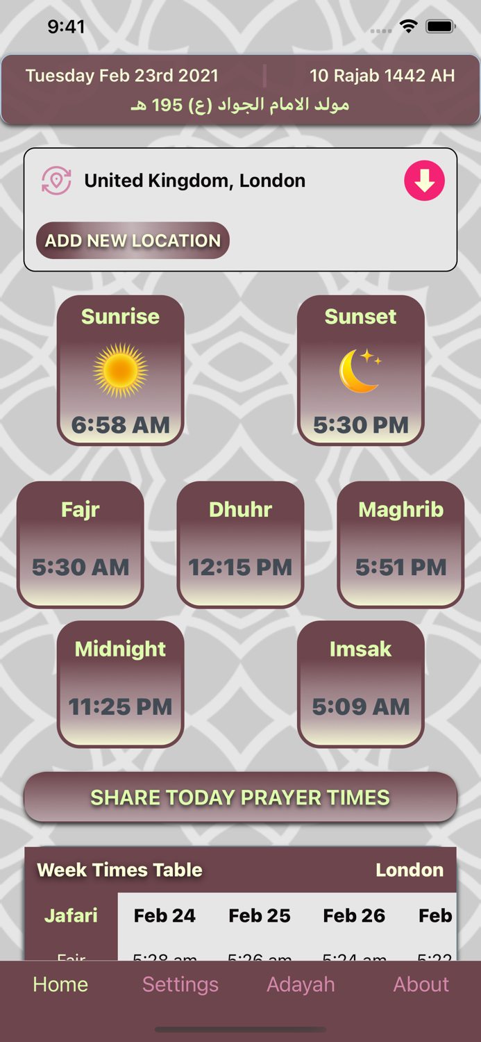Shia Prayer Times