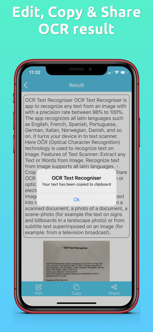 Snímek obrazovky OCR Text Recognizer