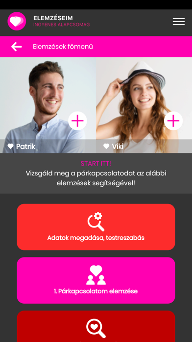 Párkapcsolat Elemző Rendszer Screenshot