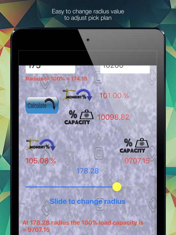 Crane Pick Calculator iPad screenshot 3 - Productivity app