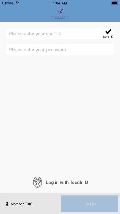 VisionBank Business Banking Screenshot