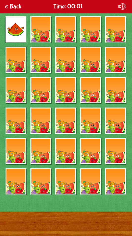 #4. Fruits Vegetables Memory Game (iOS) Podle: Edise Soluciones SL