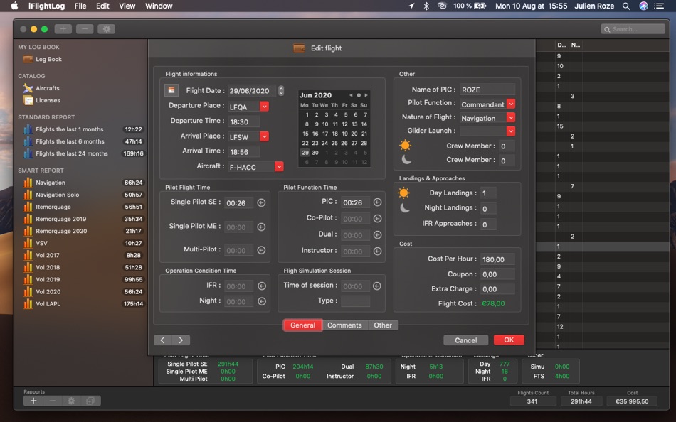 #2. iFlightLog - Pilot Logbook (macOS) 来自: Julien Rozé