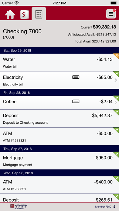 Mega Bank Mobile Business Screenshot