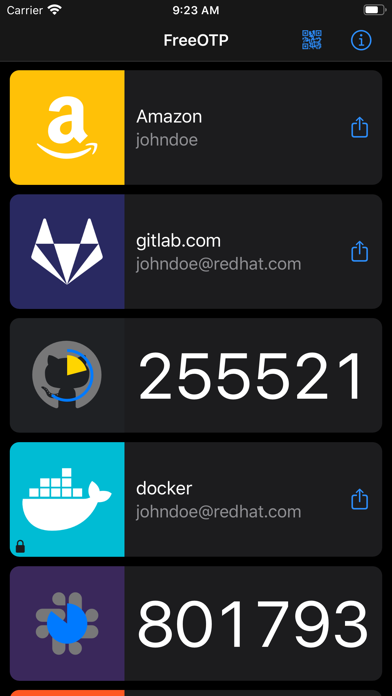 FreeOTP Authenticator Screenshot