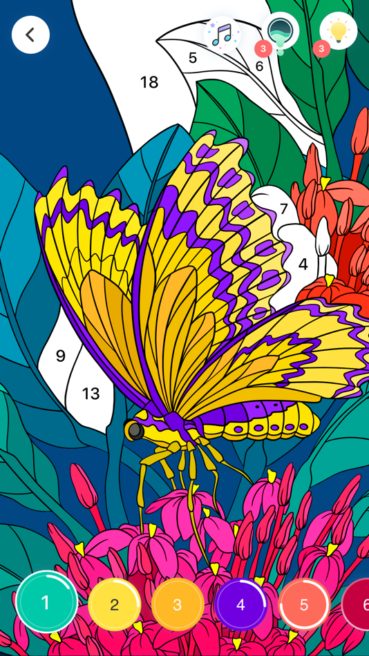 #5. Color by Number - Relax Color (iOS) Podle: Ascella Apps