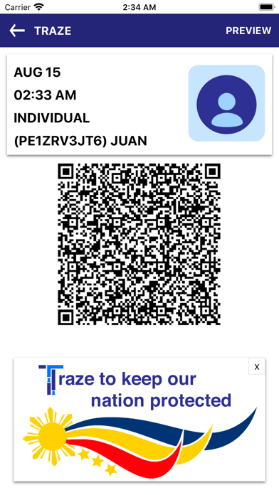 Traze Contact Tracing Screenshot